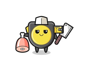 Illustration of tape measure character as a butcher