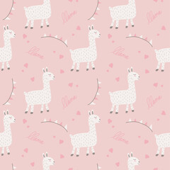 Cute Llama Seamless Pattern