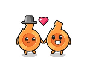 whistle cartoon character couple with fall in love gesture