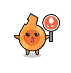 whistle character illustration holding a stop sign
