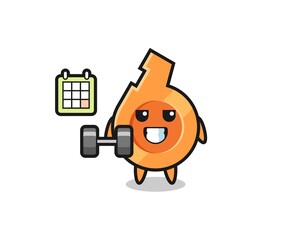 whistle mascot cartoon doing fitness with dumbbell