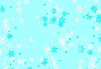 Light BLUE vector background with beautiful snowflakes.