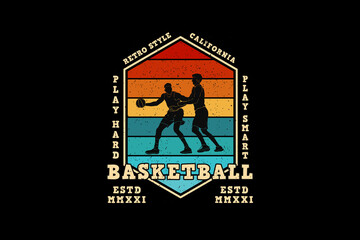 Basketball, design silt retro style