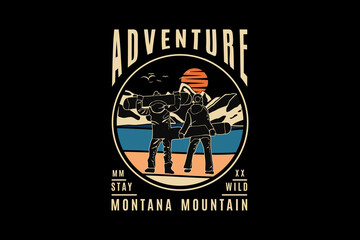 Adventure montana mountain, design silt retro style