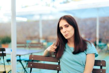 Fototapeta premium Funny Woman Pointing Forefinger at the Camera Accusing Somebody Else