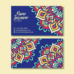 Vintage business card with mandala design