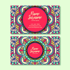 Vintage business card with mandala design