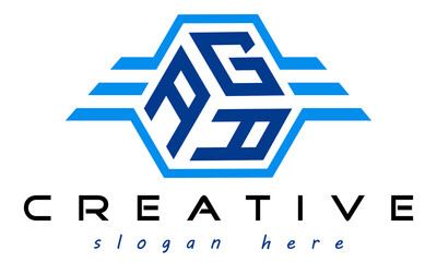 emblem badge with wings AGA letter  logo design vector, business logo, icon shape logo, stylish logo template