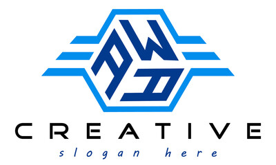emblem badge with wings AWA letter  logo design vector, business logo, icon shape logo, stylish logo template - obrazy, fototapety, plakaty