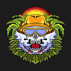 Skull Semmer Vibes vector Illustration