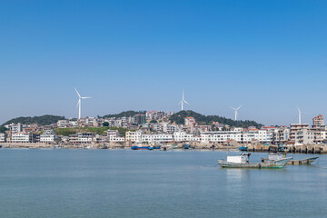Fototapeta premium Beautiful small fishing village with a long coastline and clean beaches and sea water