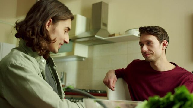 Two lovely friends are talking at lunch in the background 