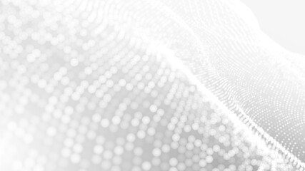 Dot white gray wave light technology texture background. Abstract big data digital concept. 3d rendering.