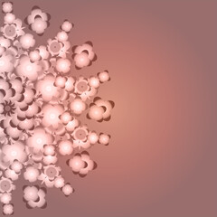Delicate background of pink color with gradients and stylized flowers. 3d.