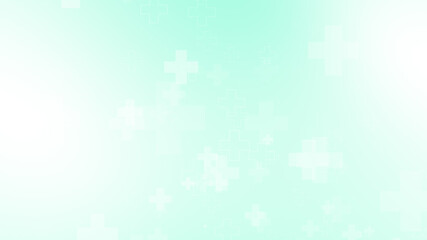 Medical green blue cross pattern healthcare background.