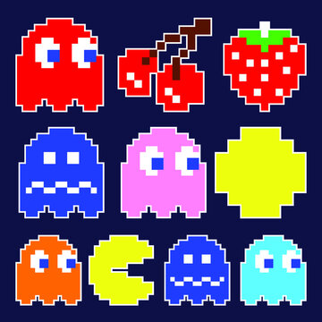 Pacman 8 Bit icon set