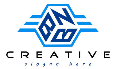 emblem badge with wings BNB letter  logo design vector, business logo, icon shape logo, stylish logo template