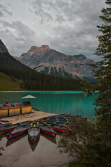 Canoe rental at Emerald Lake in Yoho National Park in the Canadian rocky mountains