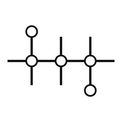 drawing of five circles connected by lines