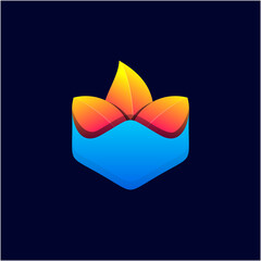 Leaf Gradient Color Logo Template
