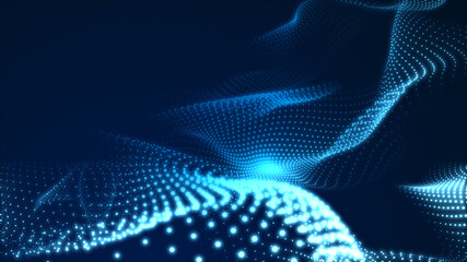 Obraz premium Abstract dot white blue wave gradient texture technology background.