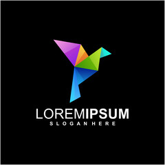 Logo origami bird gradient colorful