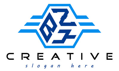 emblem badge with wings BZY letter  logo design vector, business logo, icon shape logo, stylish logo template