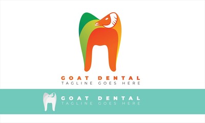 Dental logo icon design template vector, and combination of teeth and goat logo
