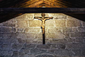 Crucifix inside a small chapel at the Guimarães Castle (Castelo de Guimarães)