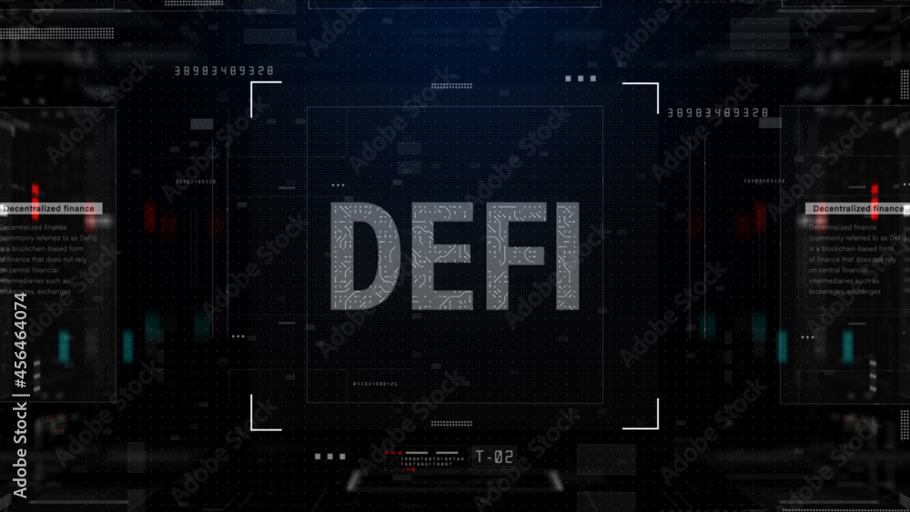 Poster defi decentralized finance is a blockchain-based form of finance not rely on central financial inter