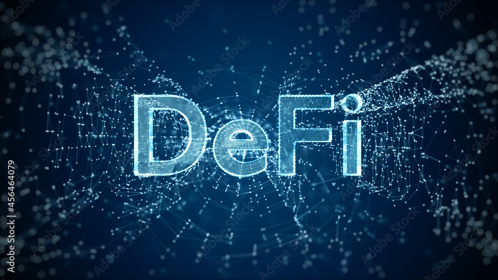 Poster defi decentralized finance is a blockchain-based form of finance not rely on central financial inter