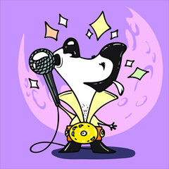 Dog singer enthusiastically sings Elvis Presley in the doubles competition.