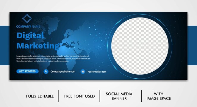 Digital Marketing banner, digital business marketing promotion timeline facebook and social media cover template 