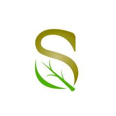 green leaf letter S logo