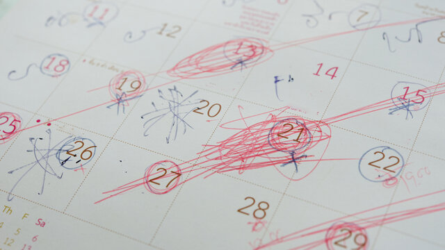 Mark of point very busy on calendar.