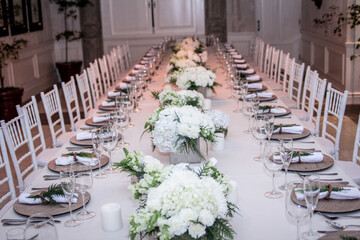 Hermosa decoración de banquete de bodas. Lujo decoración del banquete de la boda.