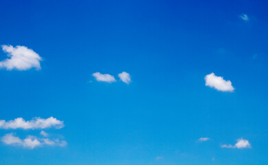 Blue sky with small fluffy clouds, summer time. for background
