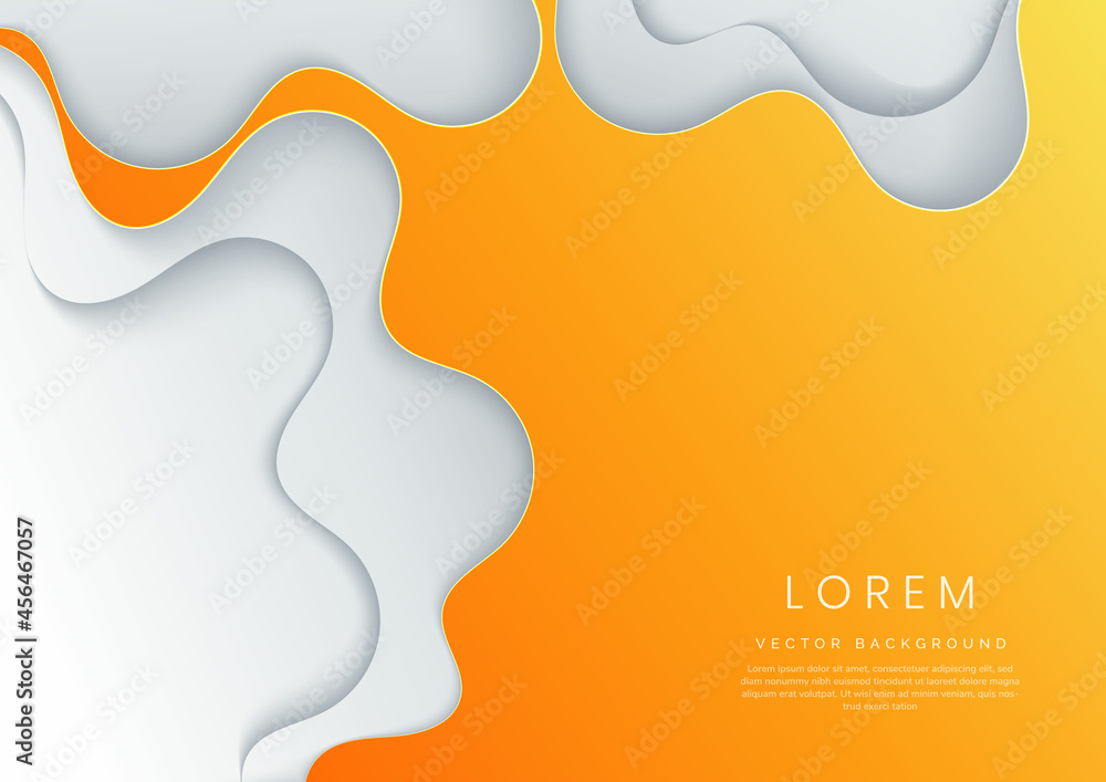 Poster abstract modern white gradient wave shape on orange gradient background with copy space for text.