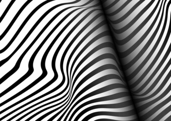 Abstract striped wave with shadow background.