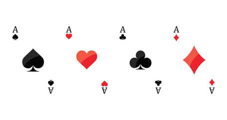 Four aces playing cards on white background Vector illustration.