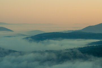 landscape with fog in the mountains