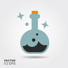 Magic potions in glass. Flat silhouette icon with shadow