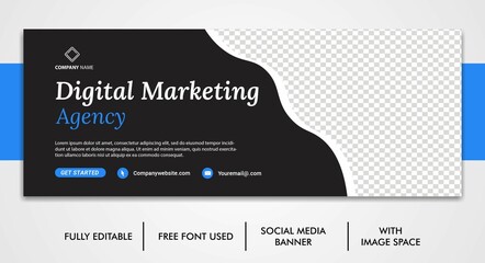 Digital Marketing banner, digital business marketing promotion timeline facebook and social media cover template  - obrazy, fototapety, plakaty