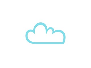 Blue cloud isolated on white background.