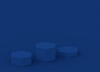 Obraz premium Abstract 3d blue dark hexagon podium minimal studio background.