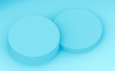 Abstract 3d blue color cylinder podium minimal studio background.