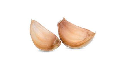 Garlic cloves isolated on white background.