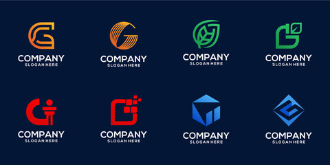 Set of abstract icon modern logo design