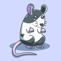 Vector illustration mouse, rodent, cute.