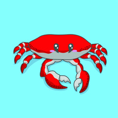 little red crab vector illustration, tender crustacean.